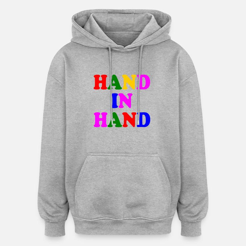 Hand in hand - Oversized Unisex Hoodie - Grau meliert