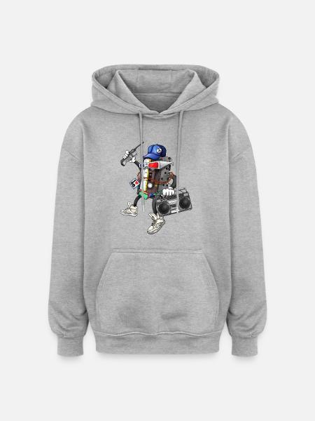 80s Retro Funky Design - Oversized Unisex Hoodie - heather grey