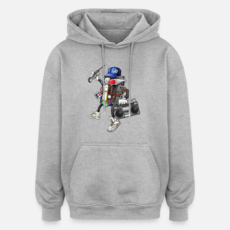 80s Retro Funky Design - Oversized Unisex Hoodie - heather grey