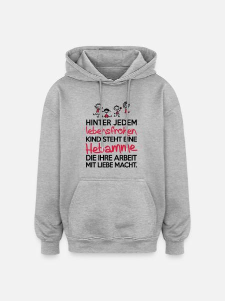 Hebamme mit Liebe - Oversized Unisex Hoodie - Grau meliert