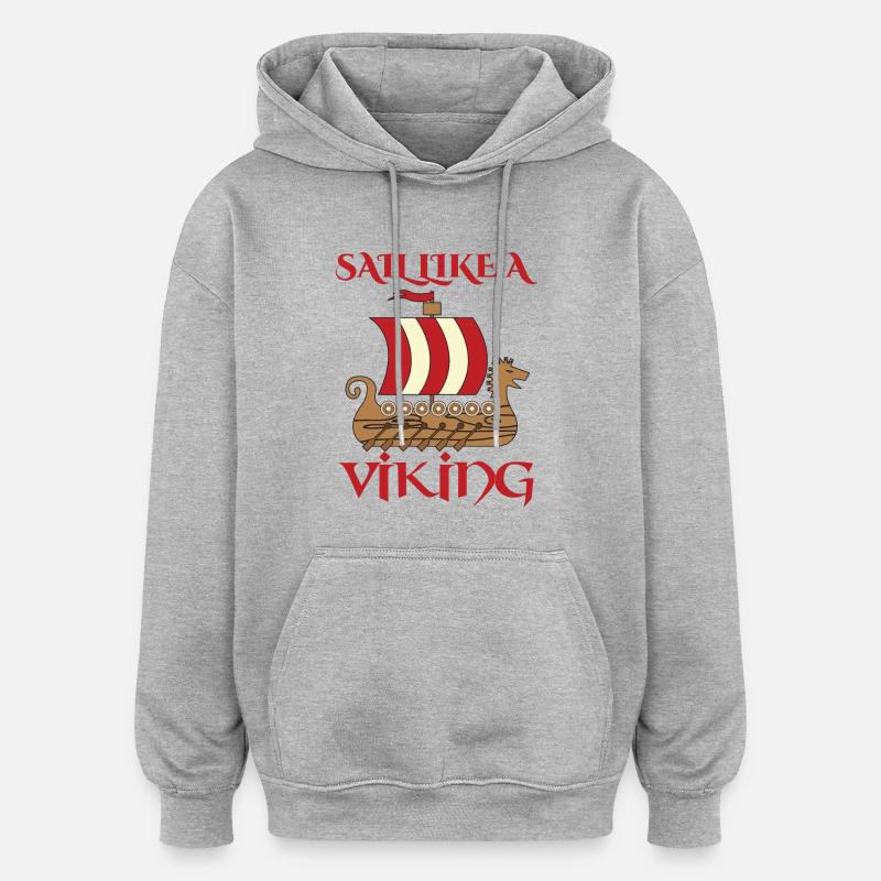 Vikings: Sail comme un Viking - Sweat à capuche oversize unisexe - gris chiné