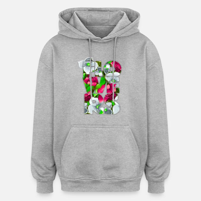 fleurs - Sweat à capuche oversize unisexe - gris chiné