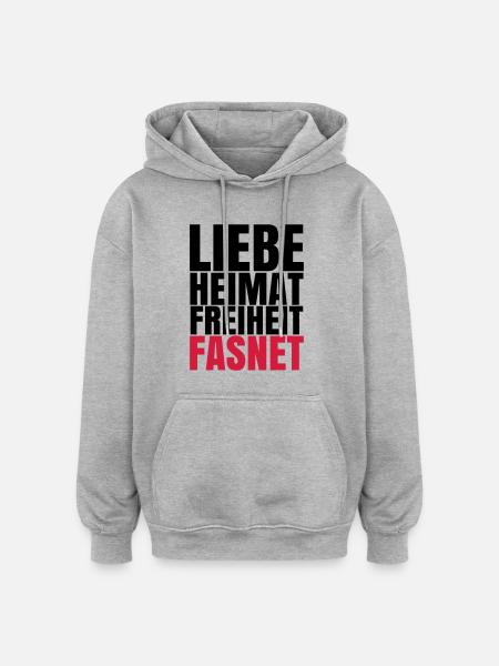 LIEBE HEIMAT FASNET - Oversized Unisex Hoodie - Grau meliert