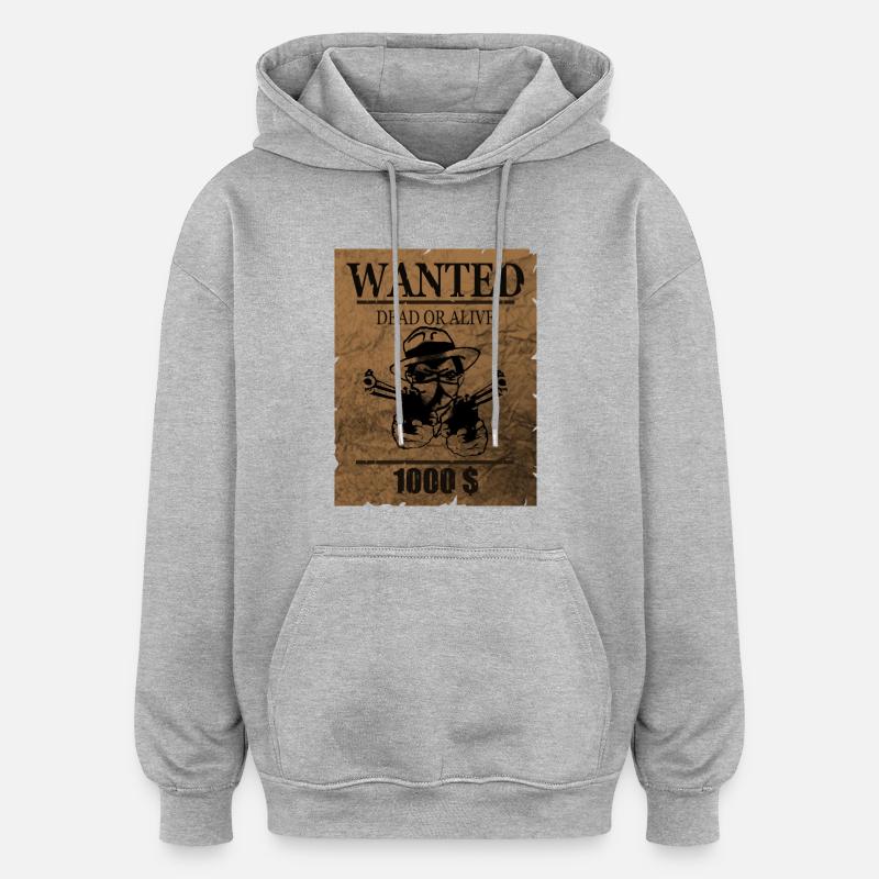 wanted - Sweat à capuche oversize unisexe - gris chiné