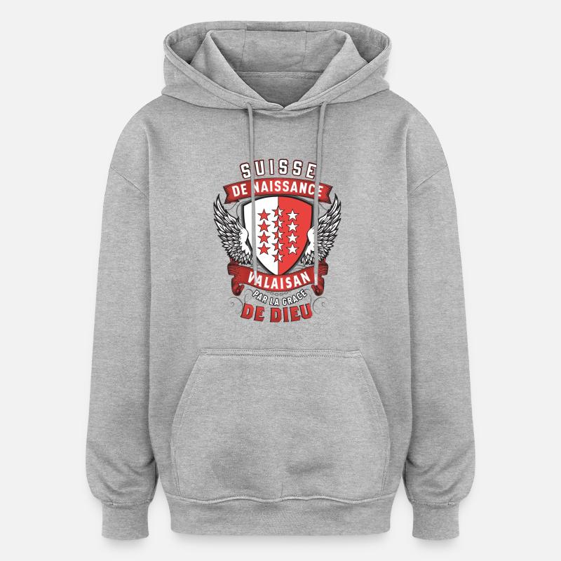 Valaisan Grâce de Dieu - Sweat à capuche oversize unisexe - gris chiné