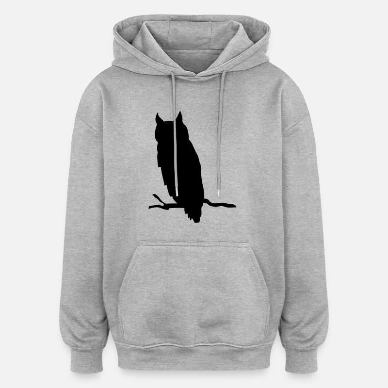 owl - Sweat à capuche oversize unisexe - gris chiné