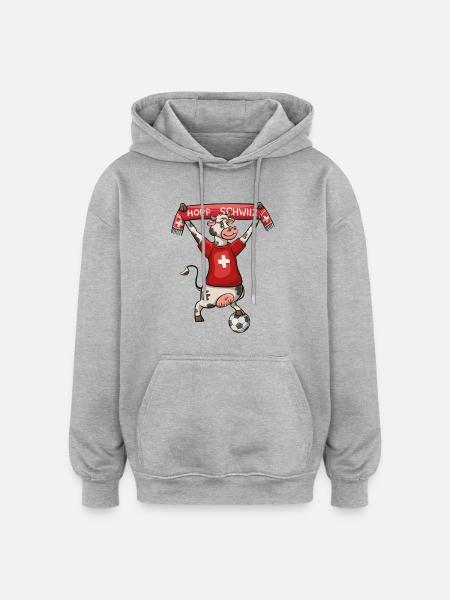 Hopp Schwiiz - Oversized Unisex Hoodie - Grau meliert