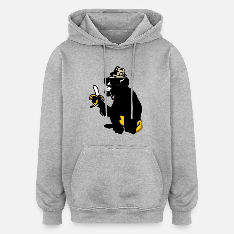 gorille - Sweat à capuche oversize unisexe - gris chiné