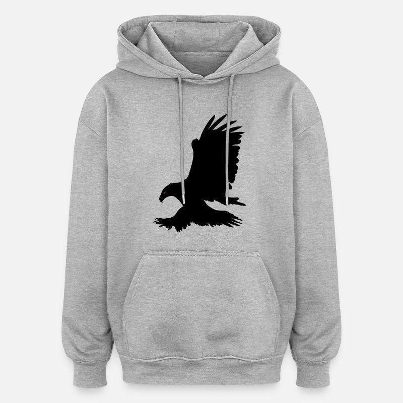 Aigle noir - Sweat à capuche oversize unisexe - gris chiné