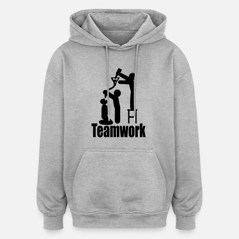 travail d'équipe - Sweat à capuche oversize unisexe - gris chiné