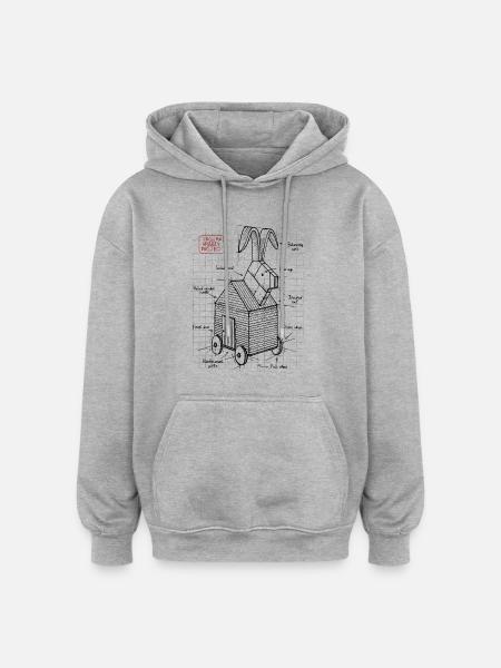 Trojan Rabbit - Sweat à capuche oversize unisexe - gris chiné