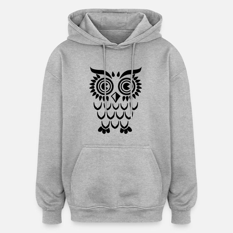 Owl Eule - Sweat à capuche oversize unisexe - gris chiné