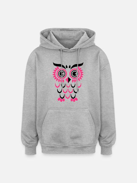 Owl Eule - Oversized Unisex Hoodie - heather grey