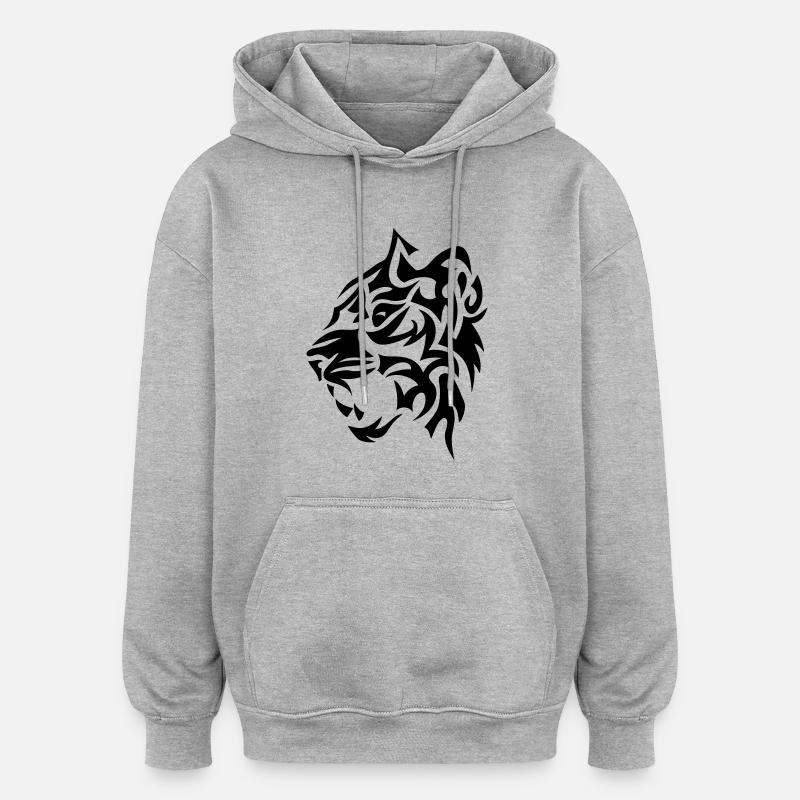 tigre tribal tiger tatoo 4022 - Sweat à capuche oversize unisexe - gris chiné
