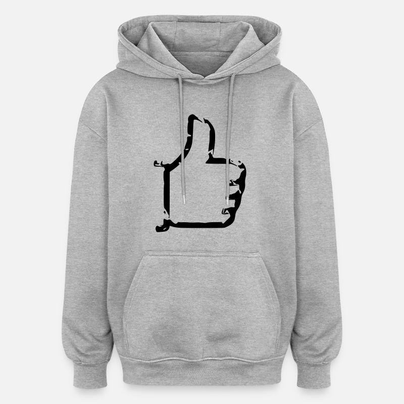 Comme - thumbs up - bande dessinée - Sweat à capuche oversize unisexe - gris chiné