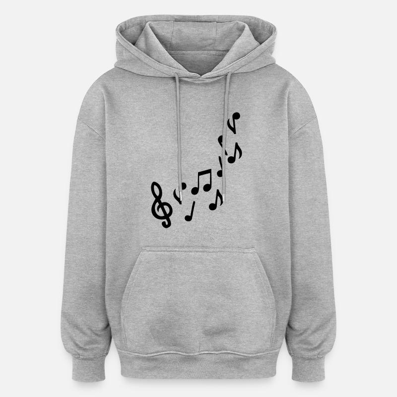 note de musique - Sweat à capuche oversize unisexe - gris chiné