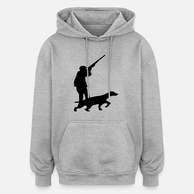 chasse - Sweat à capuche oversize unisexe - gris chiné