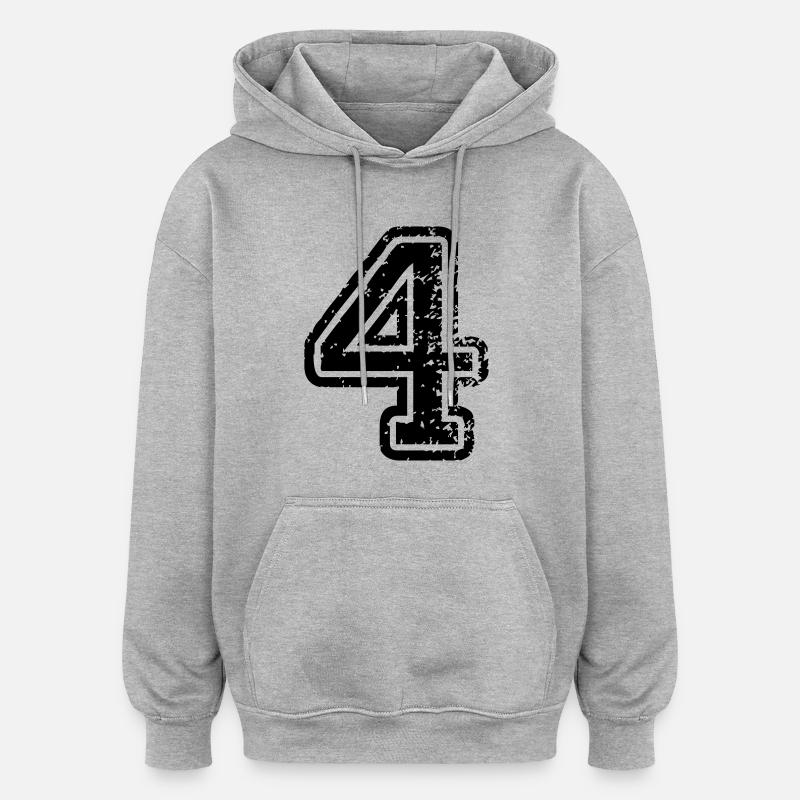 4 - Nummer - Oversized Unisex Hoodie - Grau meliert