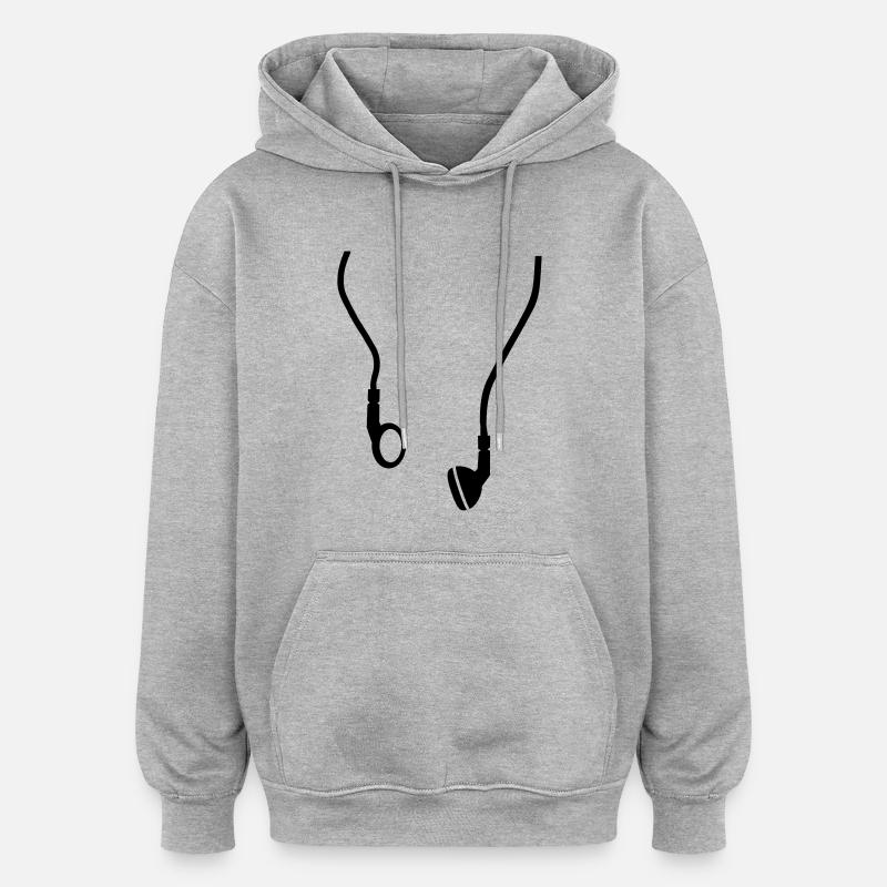 Kopfhörer - Oversized Unisex Hoodie - Grau meliert