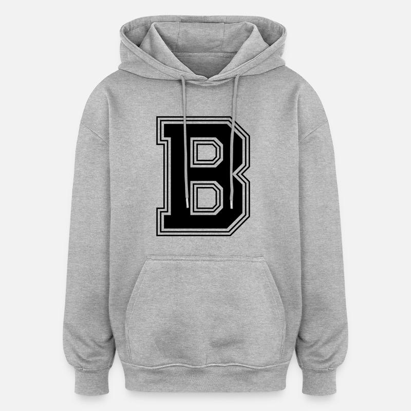 B_Buchstabe_B_(w31) - Oversized Unisex Hoodie - Grau meliert