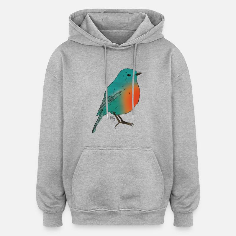 oiseau1 - Sweat à capuche oversize unisexe - gris chiné