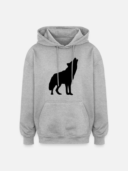 wolf_f1 - Oversized Unisex Hoodie - Grau meliert