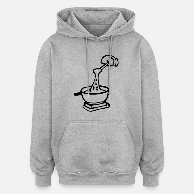 fondue spécialité culinaire suisse - Sweat à capuche oversize unisexe - gris chiné