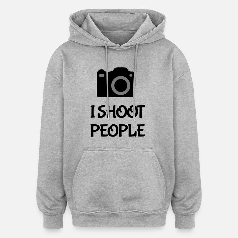 Shoot People - Sweat à capuche oversize unisexe - gris chiné