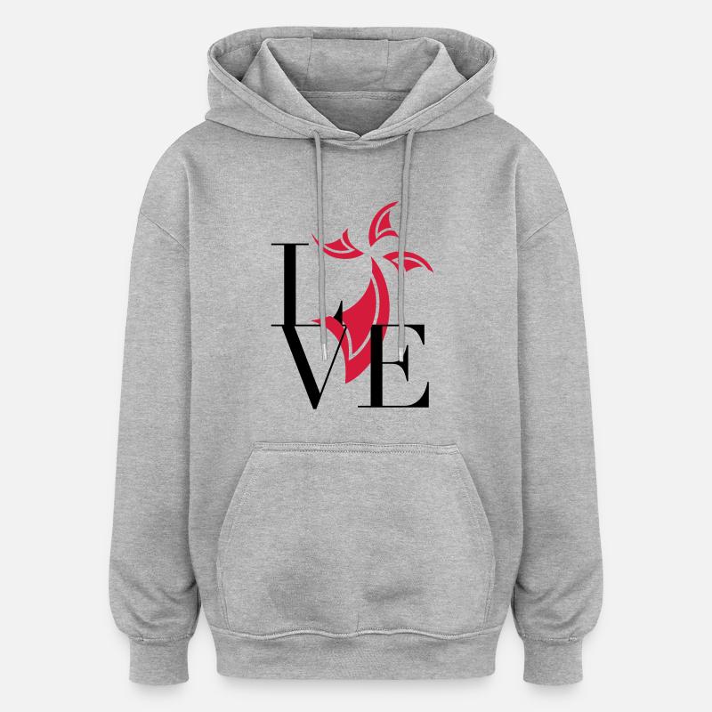 BREIZH LOVE HERMINE - Sweat à capuche oversize unisexe - gris chiné