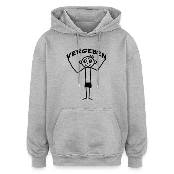 Strichmännchen vergeben - Oversized Unisex Hoodie - Grau meliert - Vorne - Noah (186cm)