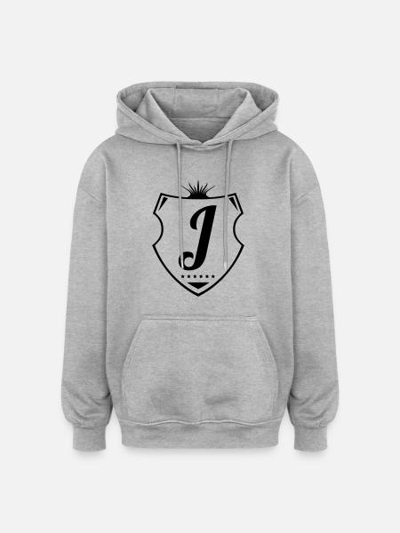 j letter - Oversized Unisex Hoodie - Grau meliert