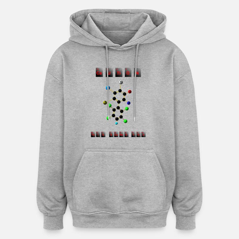 Caution - Sweat à capuche oversize unisexe - gris chiné