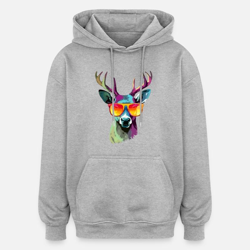 Jack das bebrillte Reh - Oversized Unisex Hoodie - Grau meliert