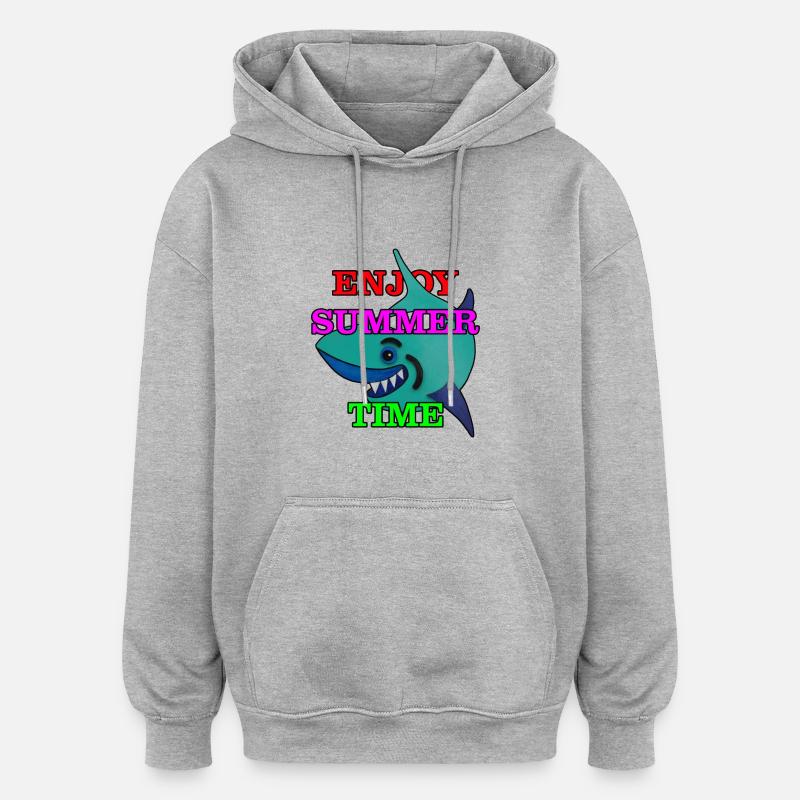 Requin - Sweat à capuche oversize unisexe - gris chiné