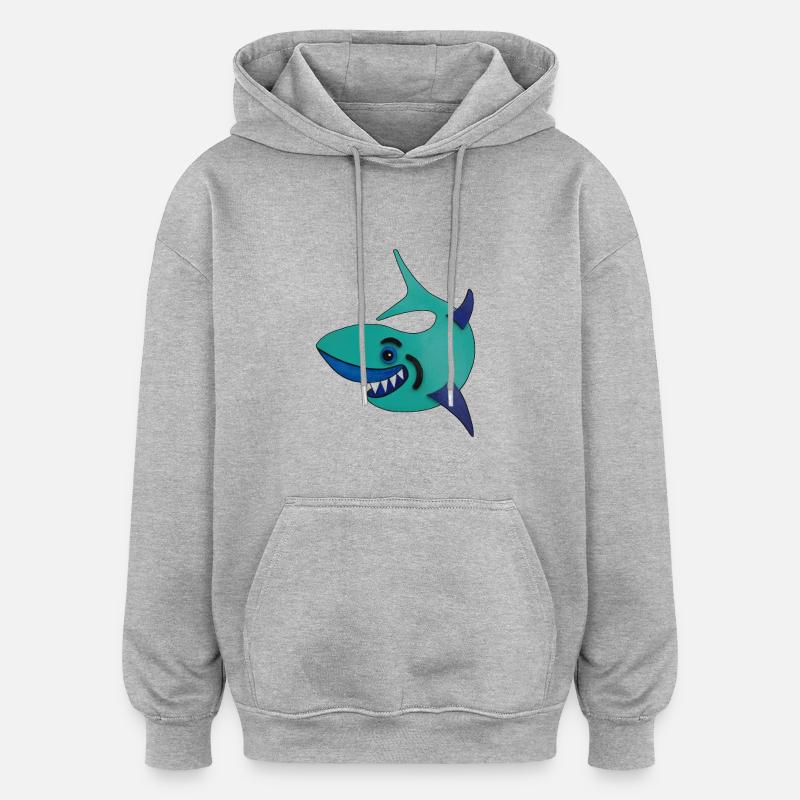 Requin - Sweat à capuche oversize unisexe - gris chiné