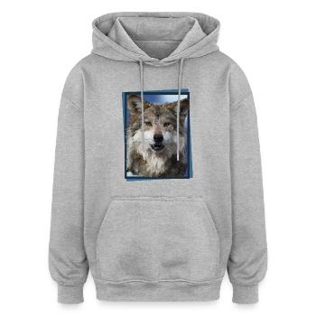 Loup - Sweat à capuche oversize unisexe - gris chiné - Devant - Noah (186cm)