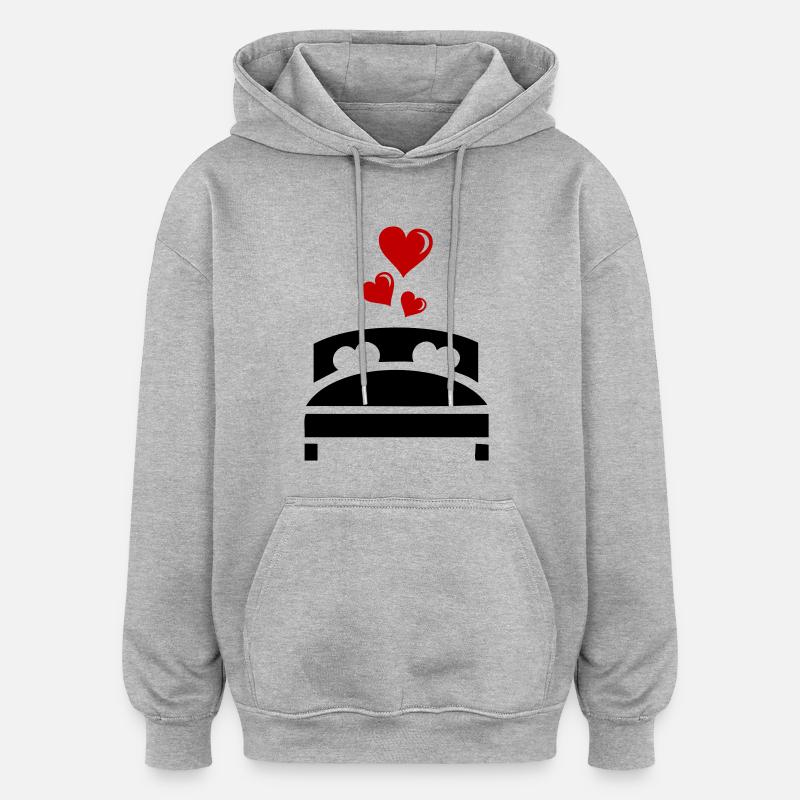 ehebett herzen - Oversized Unisex Hoodie - Grau meliert