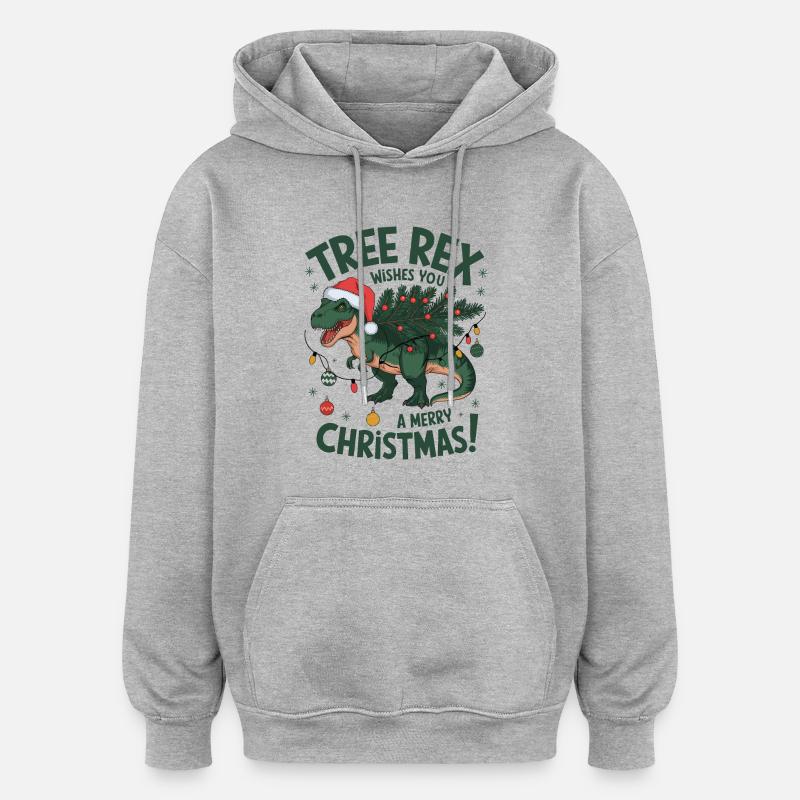 Tree Rex - Oversized Unisex Hoodie - heather grey