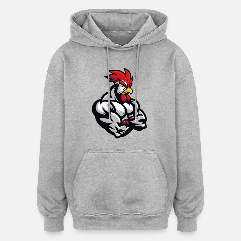 Hahn Comic - Oversized Unisex Hoodie - Grau meliert