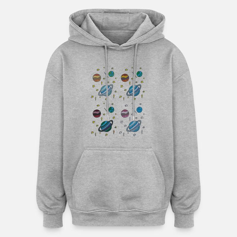 Planète Tissu - Sweat à capuche oversize unisexe - gris chiné
