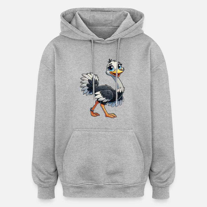 Autruche - Sweat à capuche oversize unisexe - gris chiné