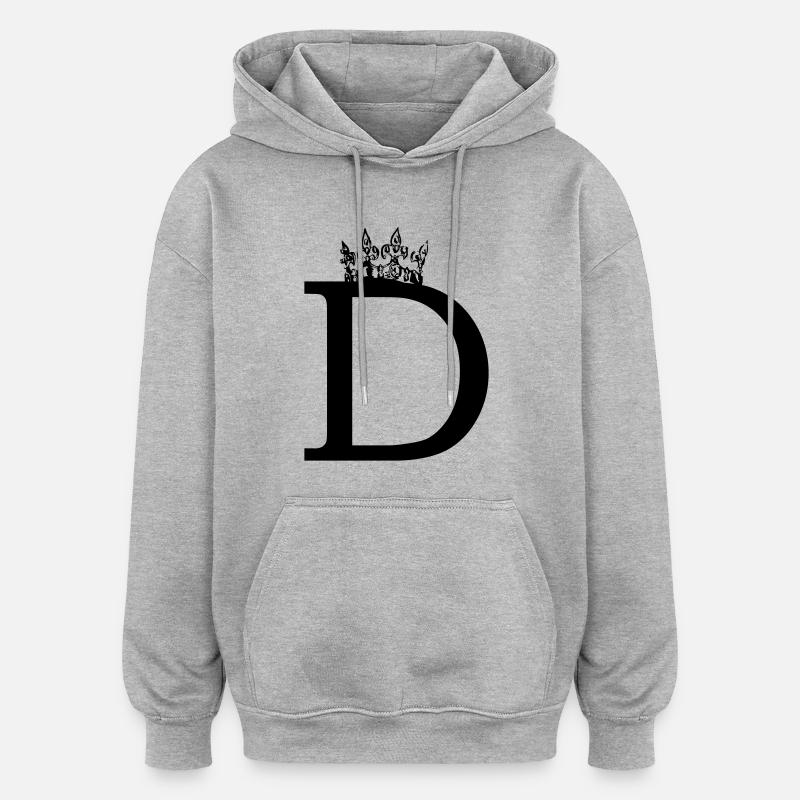 krone D - Oversized Unisex Hoodie - Grau meliert