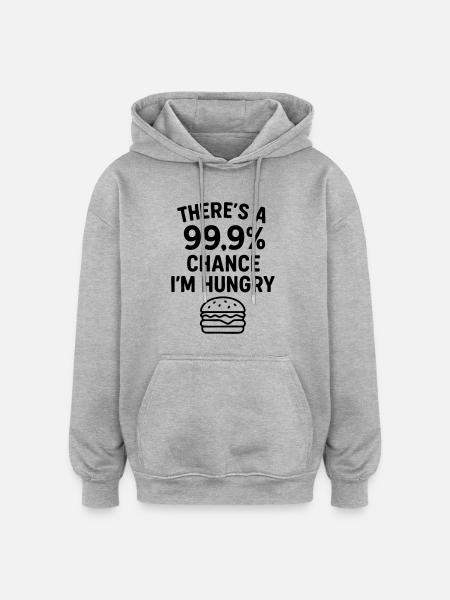essen witz hungrig - Oversized Unisex Hoodie - Grau meliert