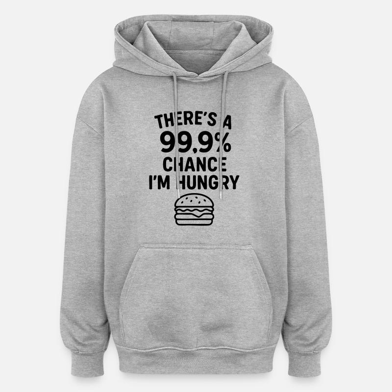 essen witz hungrig - Oversized Unisex Hoodie - Grau meliert