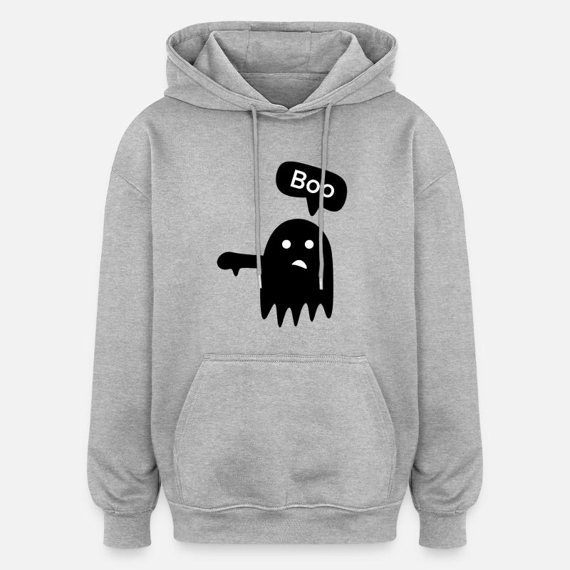 Effrayant « Boo ! » - Sweat à capuche oversize unisexe - gris chiné