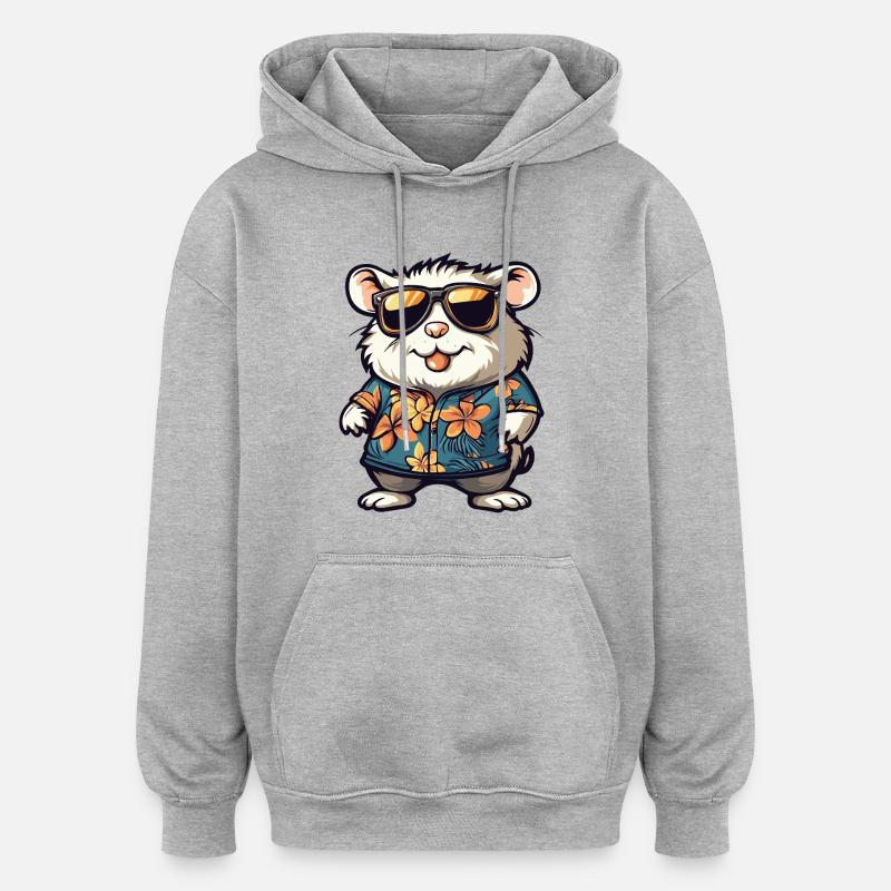 Hamster Comic Vacation - Oversized Unisex Hoodie - heather grey