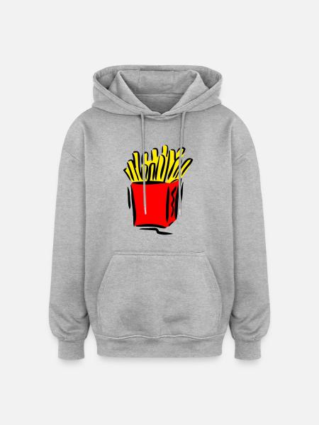 Pommes - Oversized Unisex Hoodie - Grau meliert