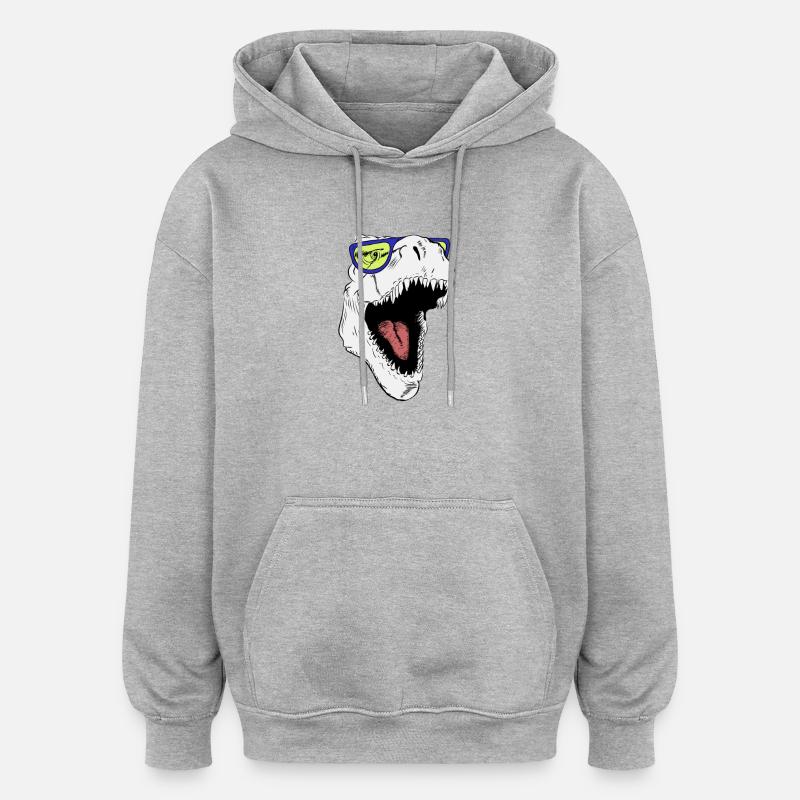 Tyranosaurus Rex avec des lunettes de soleil - Sweat à capuche oversize unisexe - gris chiné