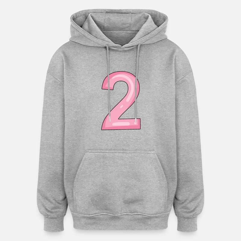 2 rose - Sweat à capuche oversize unisexe - gris chiné