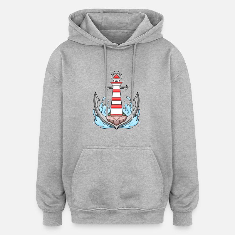Phare d’Anchor - Sweat à capuche oversize unisexe - gris chiné